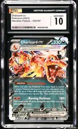 Charizard ex 125/197 SV03: Obsidian Flames Holo CGC 10 Pokemon - Image 1
