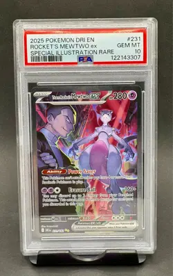PSA 10 Team Rocket's Mewtwo ex 231 SIR 2025 Pokemon S&V Destined Rivals NEW CERT - Image 1