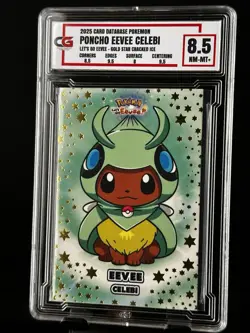 Eevee PONCHO Celebi CG 8.5 Card Database Go CGC PSA Pokemon 2025 GOLD - Image 1