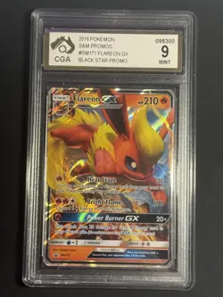 POKEMON 2019 BLACK STAR PROMO FLAREON GX SM171 HOLO FOIL CARD CGA 9 MINT - Image 1
