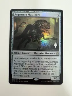 Argentum Masticore Foil Planeswalker Stamp MTG Magic Gathering Card NM Mint ONE - Image 1