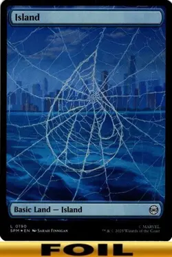1x - ISLAND - #190 - FOIL FULL ART - Marvel's Spider-Man - NM MTG - Image 1