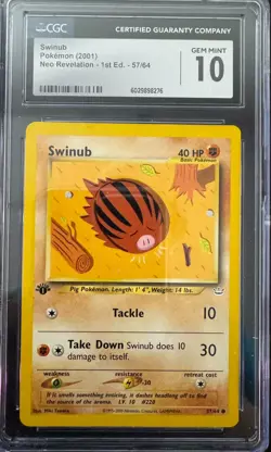 2001 POKEMON NEO REVELATION 1ST EDITION #57 SWINUM CGC 10 - Image 1
