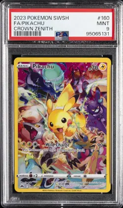 2023 POKEMON SWORD & SHIELD CROWN ZENITH #160 FULL ART/PIKACHU PSA 9 - Image 1