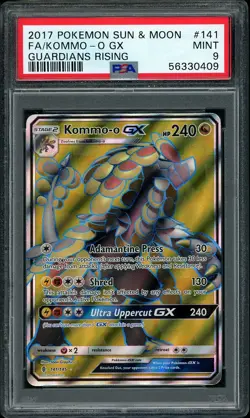 2017 Pokemon SM Guardians Rising Kommo-o GX Full Art #141 PSA 9 MINT - Image 1