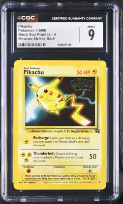 CGC 9 MINT Pikachu 1999 Black Star Promos 4 WB Movie Pokemon Card - Image 1