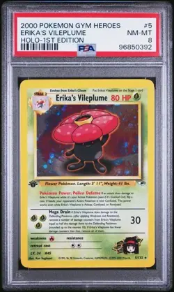 2000 Pokemon Gym Heroes 5 Erika's Vileplume Holo 1st Edition PSA 8 Nm Mt - Image 1