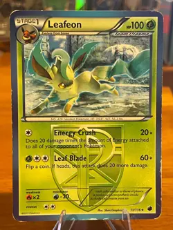 2013 Pokemon Black & White Plasma Freeze Leafeon 11/116 Rare Stage 1 MP - Image 1