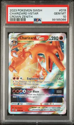 2023 POKEMON SWORD & SHIELD CROWN ZENITH #019 CHARIZARD VSTAR PSA 10 - Image 1