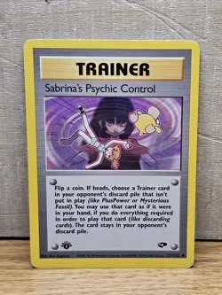 Sabrina's Psychic Control 121/132 Gym Challenge 1st Edition Pokemon Card TCG - Image 1