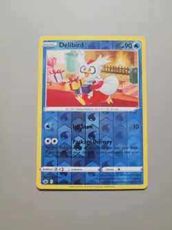 2021 Sword & Shield Chilling Reign Delibird Reverse Holo Pokemon Card 032/198 NM - Image 1