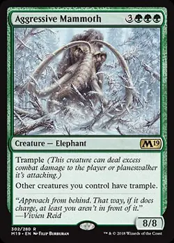MTG - Aggressive Mammoth - Planeswalker Deck Exclusive, Core Set 2019 - Image 1