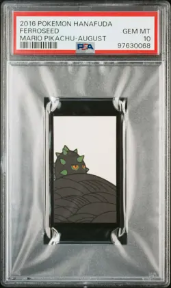 2016 POKEMON HANAFUDA MARIO PIKACHU AUGUST FERROSEED PSA 10 - Image 1