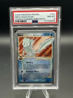 2008 POKEMON WORLD CHAMPIONSHIPS PROMO EMPOTECH #101 MEW-GOLD STAR PSA 8 - Image 1