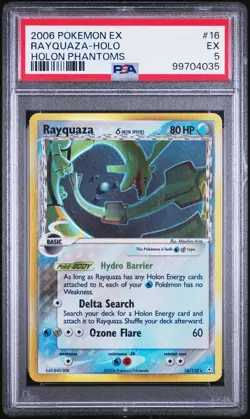 2006 POKEMON EX HOLON PHANTOMS #16 RAYQUAZA-HOLO PSA 5 - Image 1