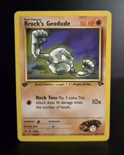 Pokemon TCG - BROCK'S GEODUDE - 68/132 - 1ST EDITION - GYM CHALLENGE 2000 - LP - Image 1