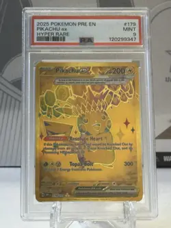 2025 POKEMON PRE EN-PRISMATIC EVOLUTIONS HYPER RARE #179 PIKACHU EX PSA 9 - Image 1