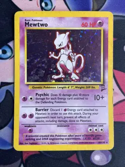 Pokemon TCG Mewtwo Base Set 2 Holo Rare 10/130 MP - SWIRL! - Image 1