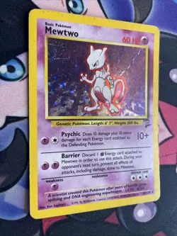 Pokemon TCG Mewtwo Base Set 2 Holo Rare 10/130 MP - SWIRL! - Image 2