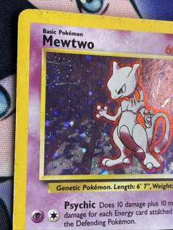 Pokemon TCG Mewtwo Base Set 2 Holo Rare 10/130 MP - SWIRL! - Image 3