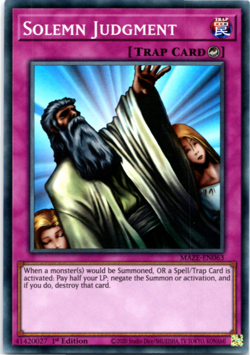 Solemn Judgment - MAZE-EN063 - Super Rare - 1st Edition Yugioh - Image 1