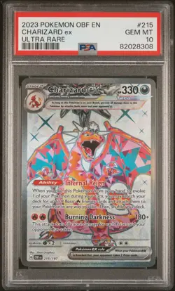 CHARIZARD EX 215/197 2023 POKEMON OBF EN-OBSIDIAN FLAMES | ULTRA RARE PSA 10 - Image 1