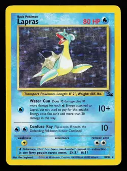 Lapras 10/62 Holo Rare Fossil Pokemon Card - Image 1
