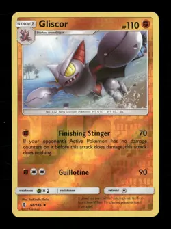 Gliscor Reverse Holo Uncommon SM - Guardians Rising 68/145 NM Pokemon LP - Image 1