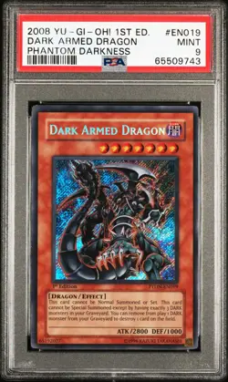 Yu-Gi-Oh! Dark Armed Dragon PTDN-EN019 Secret Rare 1st Edition PSA 9 MINT - Image 1