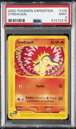 2002 POKEMON EXPEDITION #105 CYNDAQUIL PSA 9 - Image 1