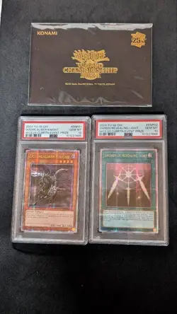 YuGiOh WCS2024 PSA10 Deathscythe Calibur Knight Light Imprisoning Sword Set - Image 1