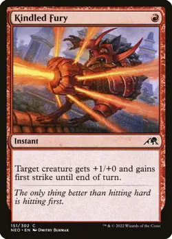 MTG Kamigawa Neon Dynasty Kindled Fury 151/302 Magic the Gathering card Mint - Image 1