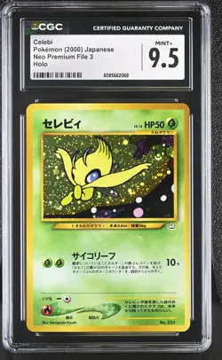 CGC 9.5 MINT+ Celebi 2000 Neo Premium File 3 Japanese 251 Holo Pokemon Card - Image 1