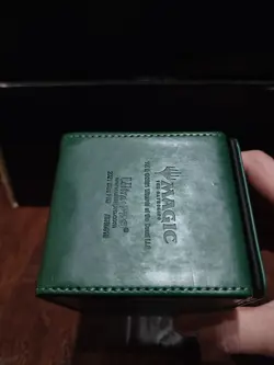 Mtg Ultra Pro Deck Box Leather Alcove Flip Magnetic Green Mana Symbol Foil Used - Image 4