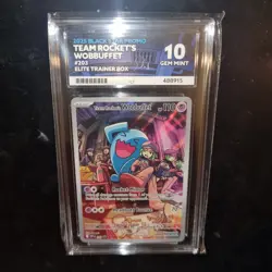 Ace 10 Pokemon TCG 2025 Black Star Promo Team Rocket's Wobbuffet #203 - Image 1