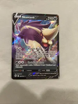 Pokemon TCG Skuntank v 108/195 SWSH12 Silver Tempest Holo Card NM Condition - Image 2