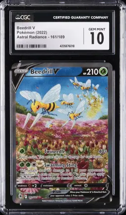 2022 POKEMON SWORD & SHIELD ASTRAL RADIANCE FULL ART/BEEDRILL V CGC 10 GEM MINT - Image 1