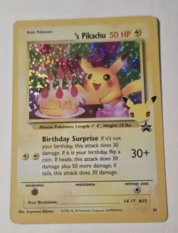 Birthday Pikachu Holo 24 Celebrations Classic Collection Pokemon 2021 - Image 1