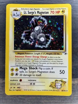 Lt. Surge’s Magneton 8/132 Gym Heroes Holographic Rare Pokemon TCG W/ SWIRL - Image 1