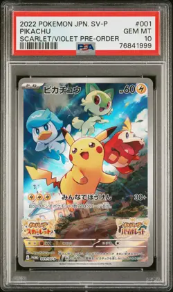 2022 POKEMON JAPANESE SV PROMO SCARLET & VIOLET PRE-ORDER #001 PIKACHU PSA 10 - Image 1