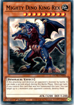 Mighty Dino King Rex DUNE-EN008 - Super Rare - 1st Edition Yugioh - Image 1