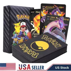 New Foil Black PACK 55 CARDS TCG GX Vmax GX Card Charizard Rare Pokemon Card - Image 1