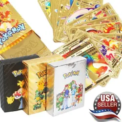 New MULTI COLOR 55Pcs Pokemon Cards Foil Card TCG GX Vmax GX Card Charizard Rare - Image 1