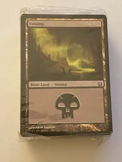 Magic the Gathering MTG Return to Ravnica Lands Pack Sealed Swamp #262 on top - Image 1