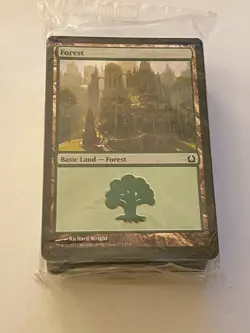 Magic the Gathering MTG Return to Ravnica Lands Pack Sealed Forest #273 on top - Image 1