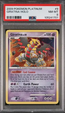 2009 Pokemon Platinum Giratina Holo Rare & Reverse Holo Rare #9 Sequential PSA 8 - Image 1