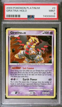 2009 Pokemon Platinum Giratina Holographic Rare 9/127 With Swirl PSA 9 POP 81 - Image 1