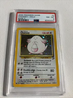 Pokemon 2000 Base Set 2 Chansey Holo Rare Card 3/130 PSA 8 Mint - Image 3