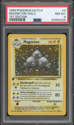 1999 Pokemon DUTCH 1st Edition Base Set Magneton Holo 9/102 PSA 8 NM-MT - Image 1