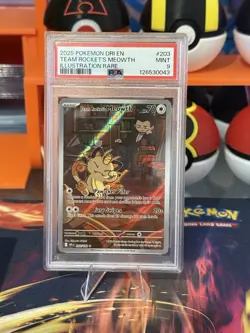 2025 POKEMON DRI EN-DESTINED RIVALS ILLUSTRATION RARE TEAM ROCKET'S MEOWTH PSA 9 - Image 1